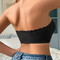 Wavy Trim Seamless Tube Top Bralette