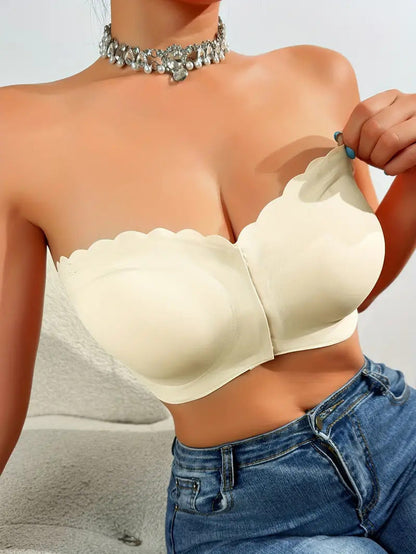 Wavy Trim Seamless Tube Top Bralette