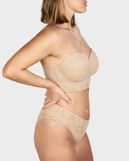 Smooth Lace Longline Strapless Underwire Bra