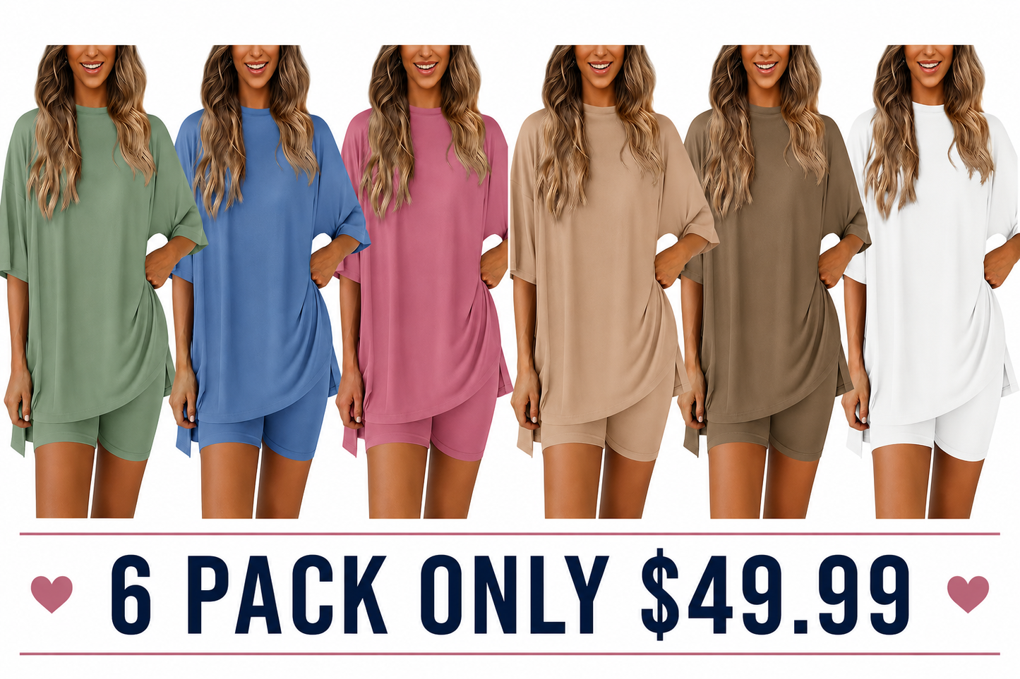 🔥Women's Two Piece Lounge Set Summer Casual Oversized Shirts Biker Shorts