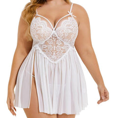 Plus Size Side Slit Lace Nightgown V Neck Nighty Sleepwear