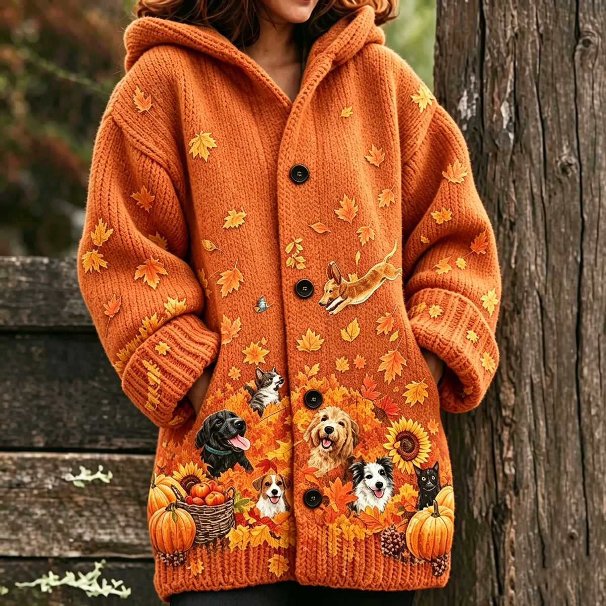 Women's Vintage Style Autumn Knit Jacquard Cardigan With