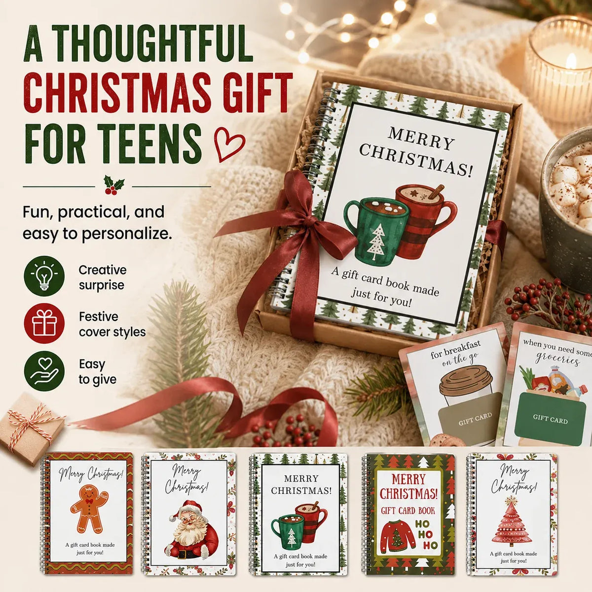 Christmas Gift Card Book – 12 Themed Pages for Cash & Gift Cards