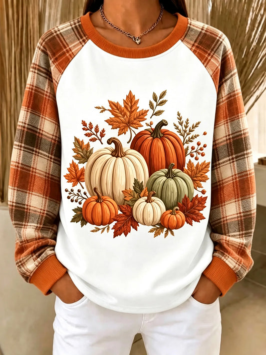 Women's Autumn Pumpkin Print Casual Sweatshirt