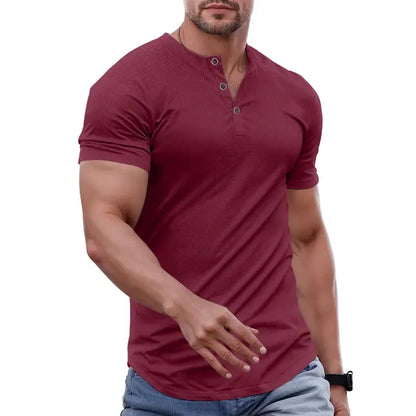 Men's Muscle Slim Fit Button Henley Shirt