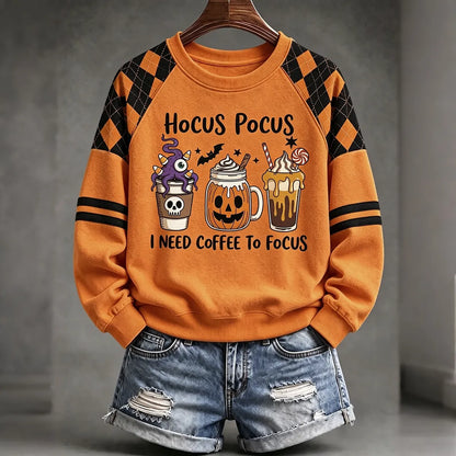 Women's Halloween Print Crew Neck Casual Sweatshirt