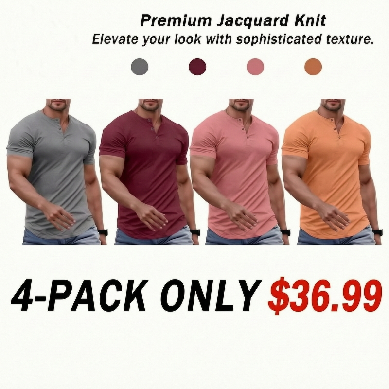 Men's Muscle Slim Fit Button Henley Shirt