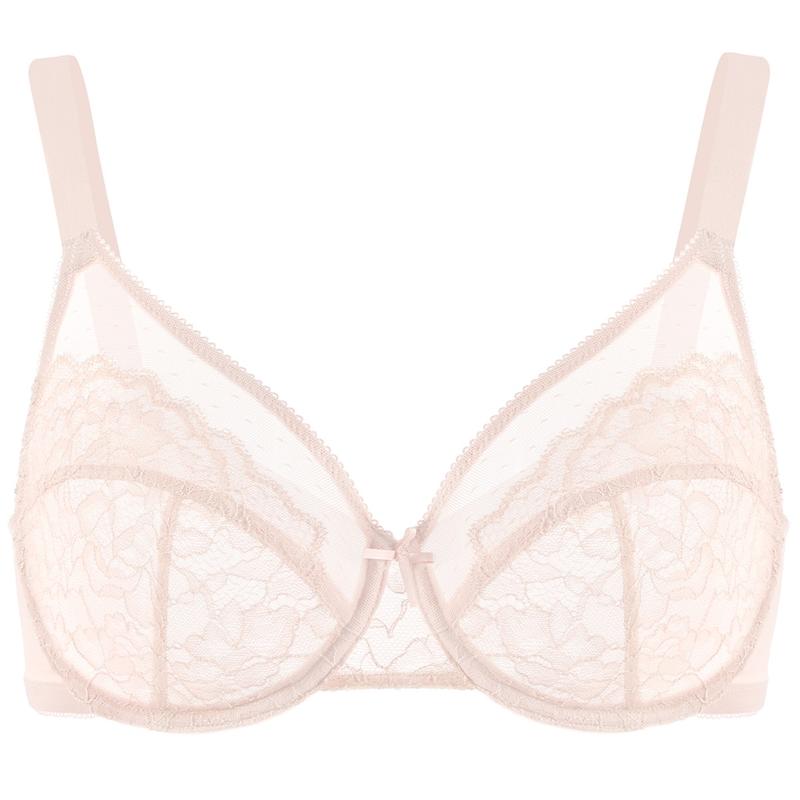 Enchante Floral Lace Plus Size Underwire Unlined Unpadded Minimizer Full Coverage Bra Women's Wear Comfortable Breathable Mesh Cup