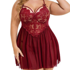 Plus Size Side Slit Lace Nightgown V Neck Nighty Sleepwear