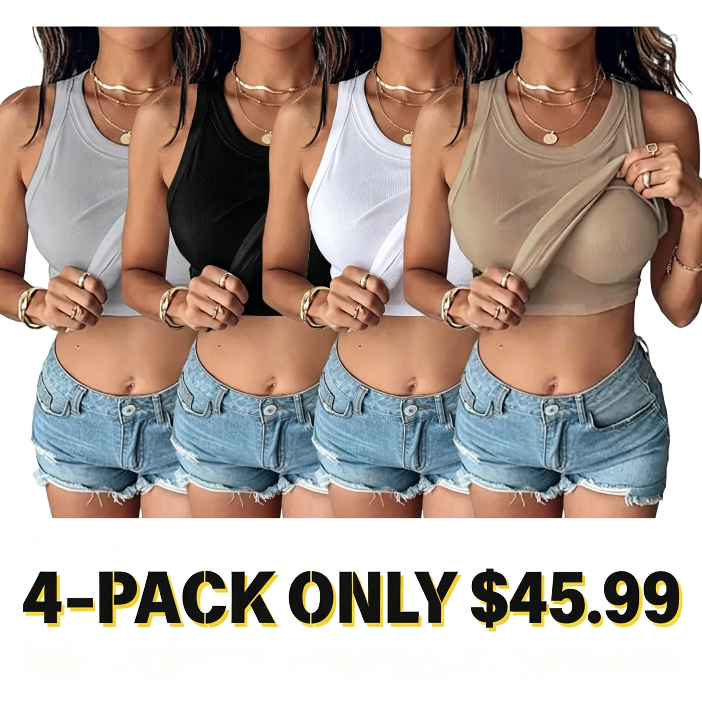 Women's Ribbed Tank Top with Built-in Shelf Bra – Soft Stretch Cami, No Bra Needed for Everyday, Lounge & Casual Wear