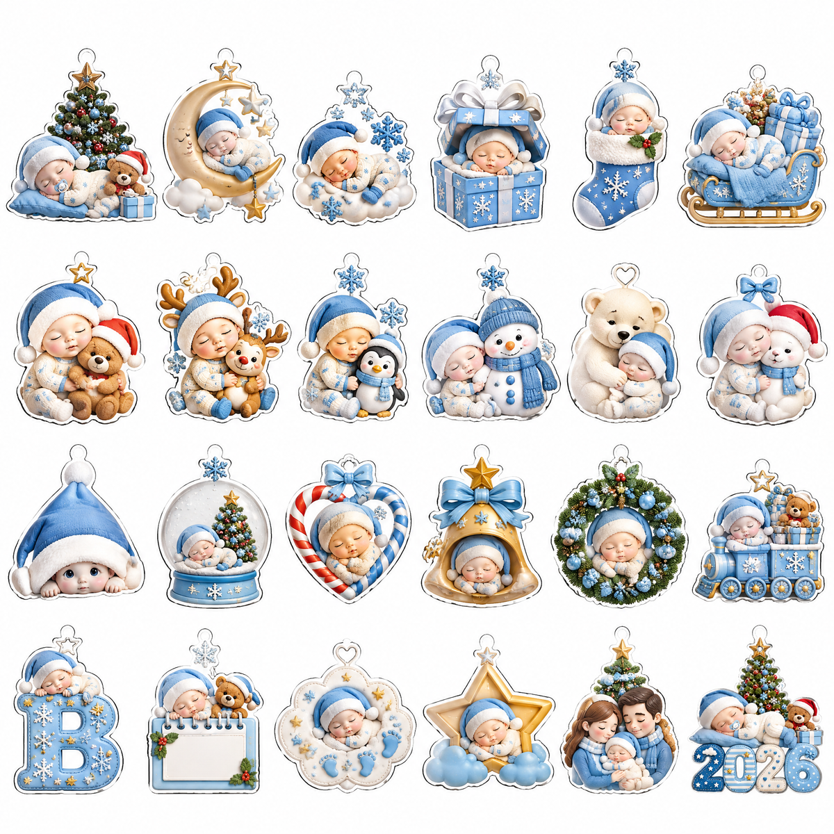 Baby’s First Christmas Advent Calendar 2026-24 Acrylic Ornaments