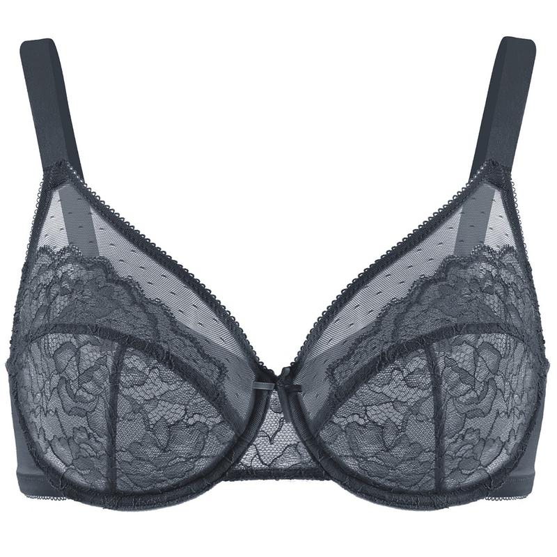 Enchante Floral Lace Plus Size Underwire Unlined Unpadded Minimizer Full Coverage Bra Women's Wear Comfortable Breathable Mesh Cup