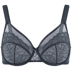 Enchante Floral Lace Plus Size Underwire Unlined Unpadded Minimizer Full Coverage Bra Women's Wear Comfortable Breathable Mesh Cup