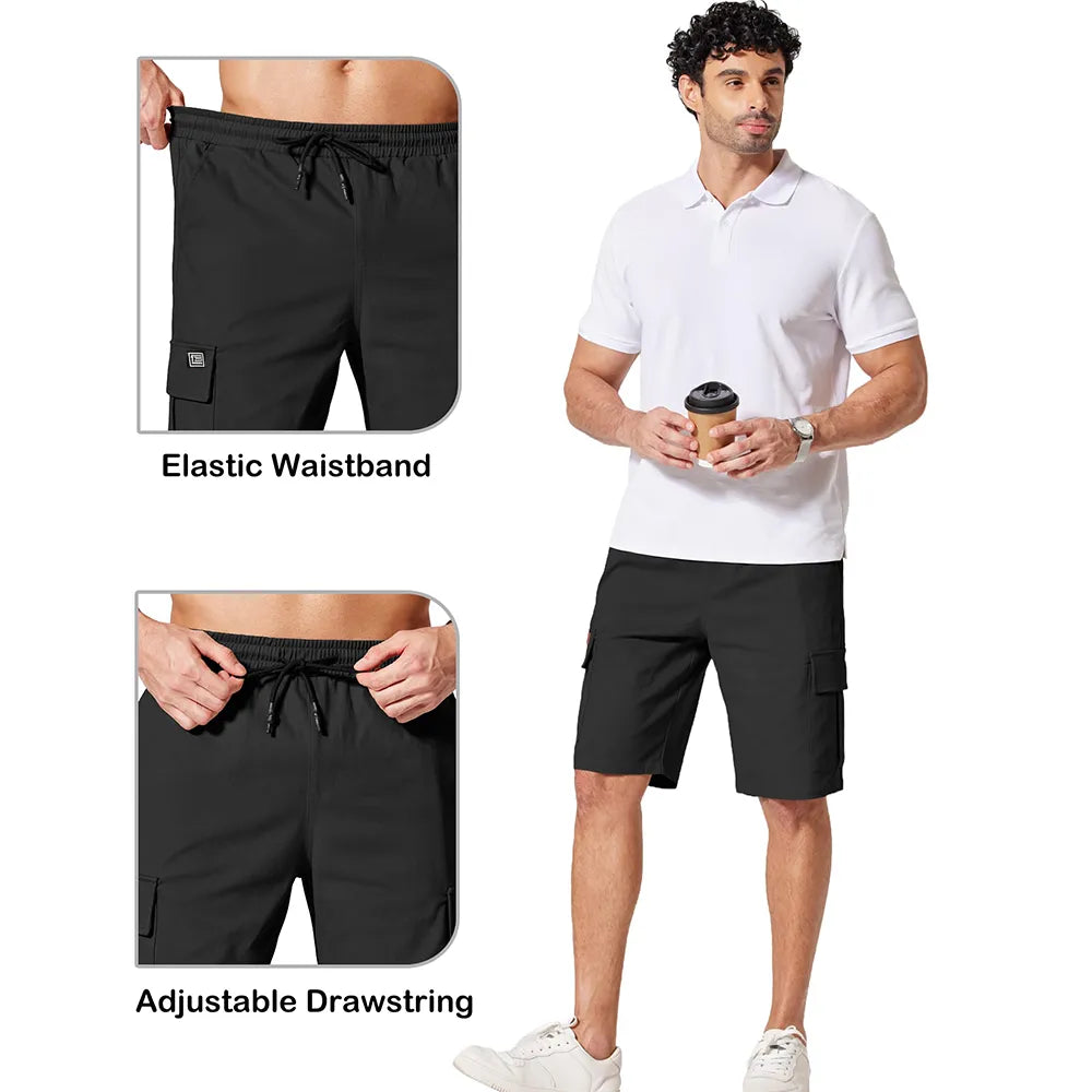 Men's 6-Pocket Cargo Shorts – Adjustable Drawstring Waist, Relaxed Fit for Outdoor & Everyday Wear
