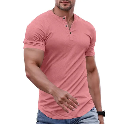 Men's Muscle Slim Fit Button Henley Shirt