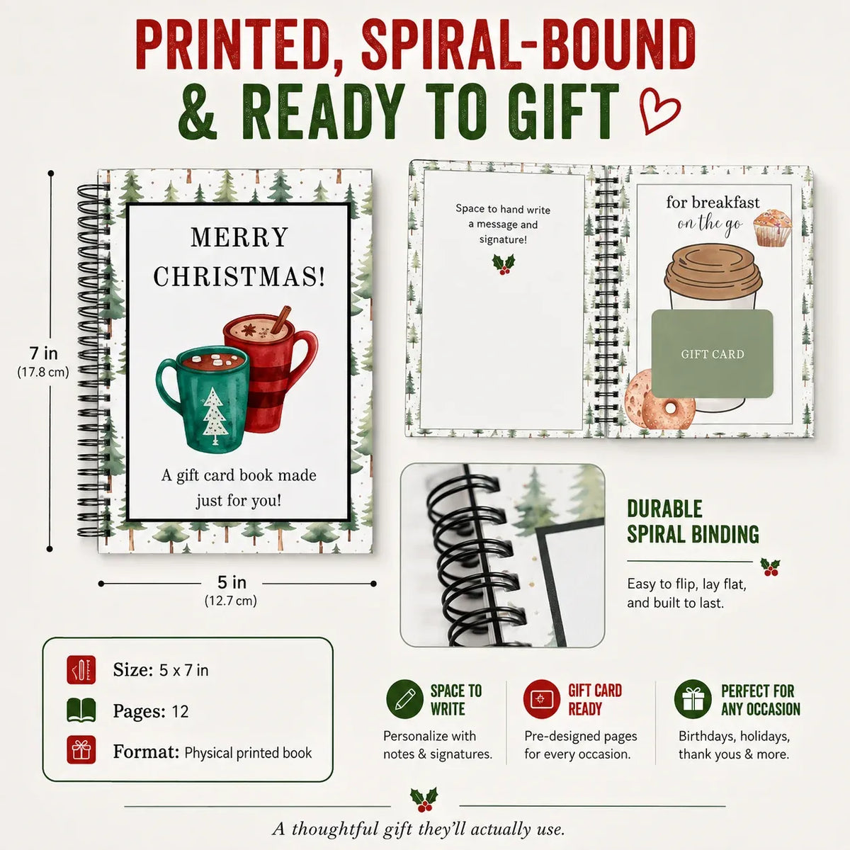 Christmas Gift Card Book – 12 Themed Pages for Cash & Gift Cards