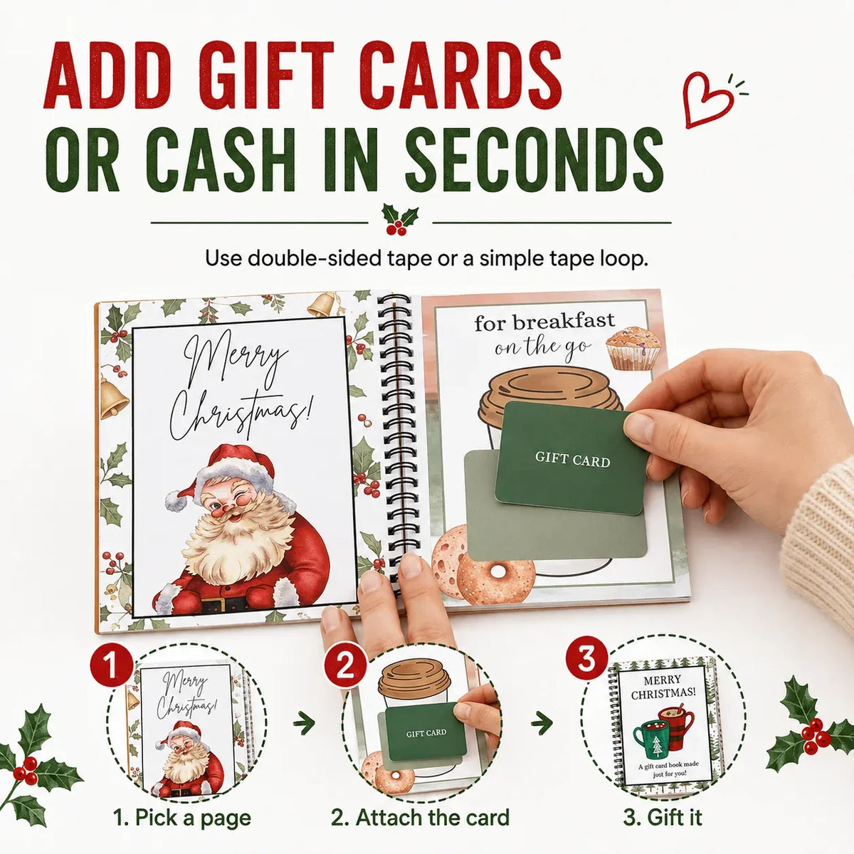 Christmas Gift Card Book – 12 Themed Pages for Cash & Gift Cards