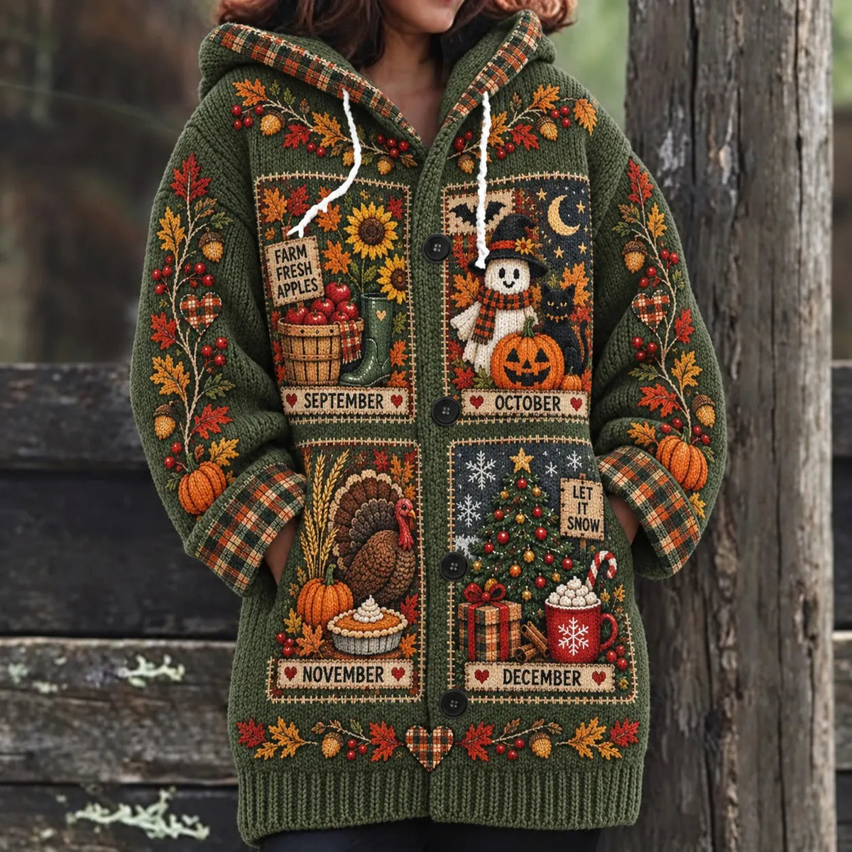 "dear 'ber' Months, I'm Ready" Women's Jacquard Knit Cardigan