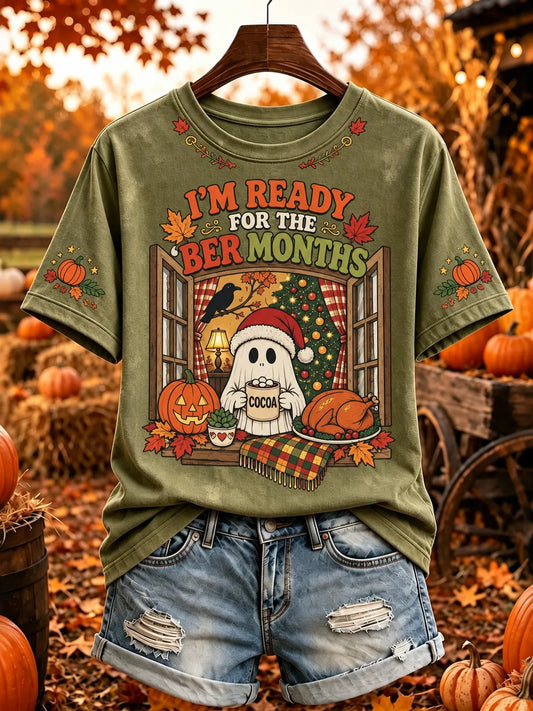 Women's I'm Ready For The 'ber Months Print Short Sleeve T-shirt