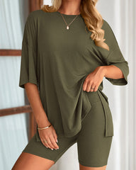 Women's Summer Two-Piece Set Split Hem Lounge