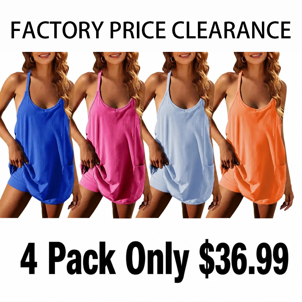 Women's Athletic Sleeveless Mini Dress with Built-in Shorts