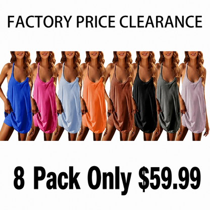 Women's Athletic Sleeveless Mini Dress with Built-in Shorts