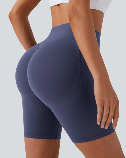 High Waisted Butt Lifting Tummy Control Side Pocket Shaping Training Shorts 7"