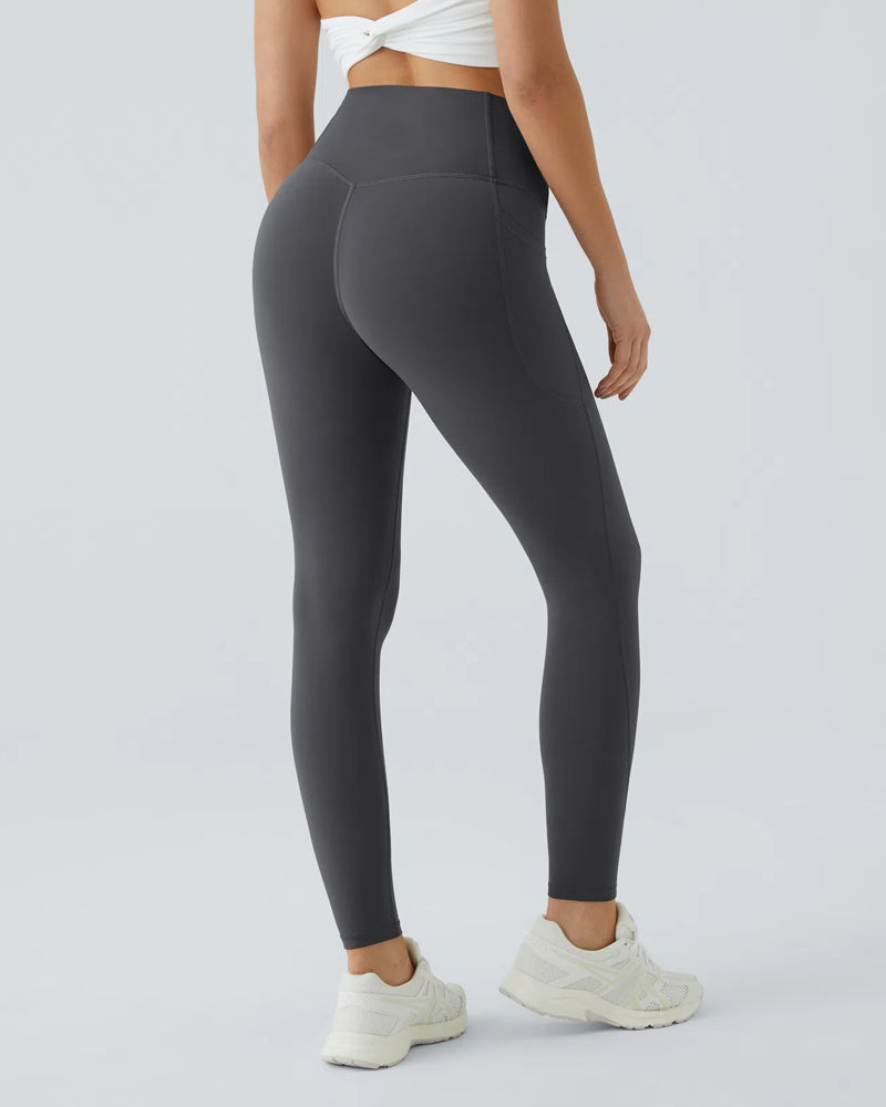 High Waisted Butt Lifting Tummy Control Side Pocket Shaping Training Leggings(2 Pack)