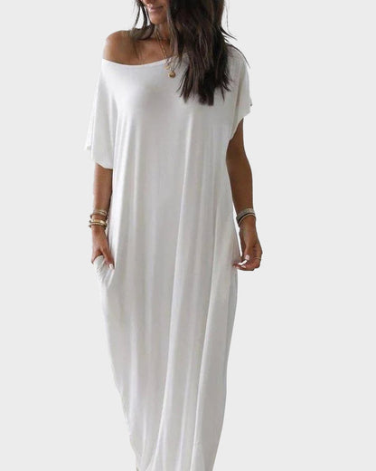 Off-Shoulder Batwing Sleeve Maxi Dress